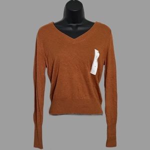 A New Day Burnt Orange V-Neck Sweater | Size XS | NWT